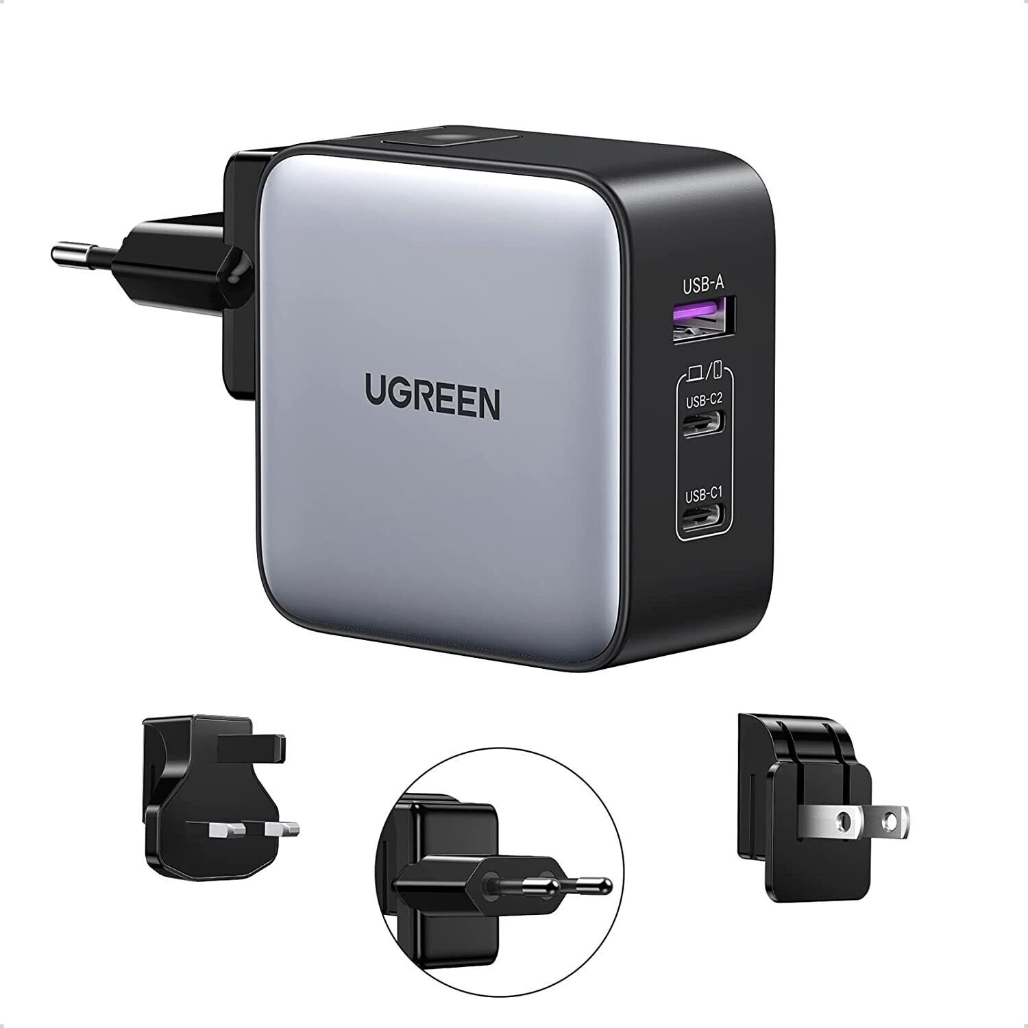 UGreen Nexode 65W USB C Wall Charger for Travel- 3 Ports -4093
