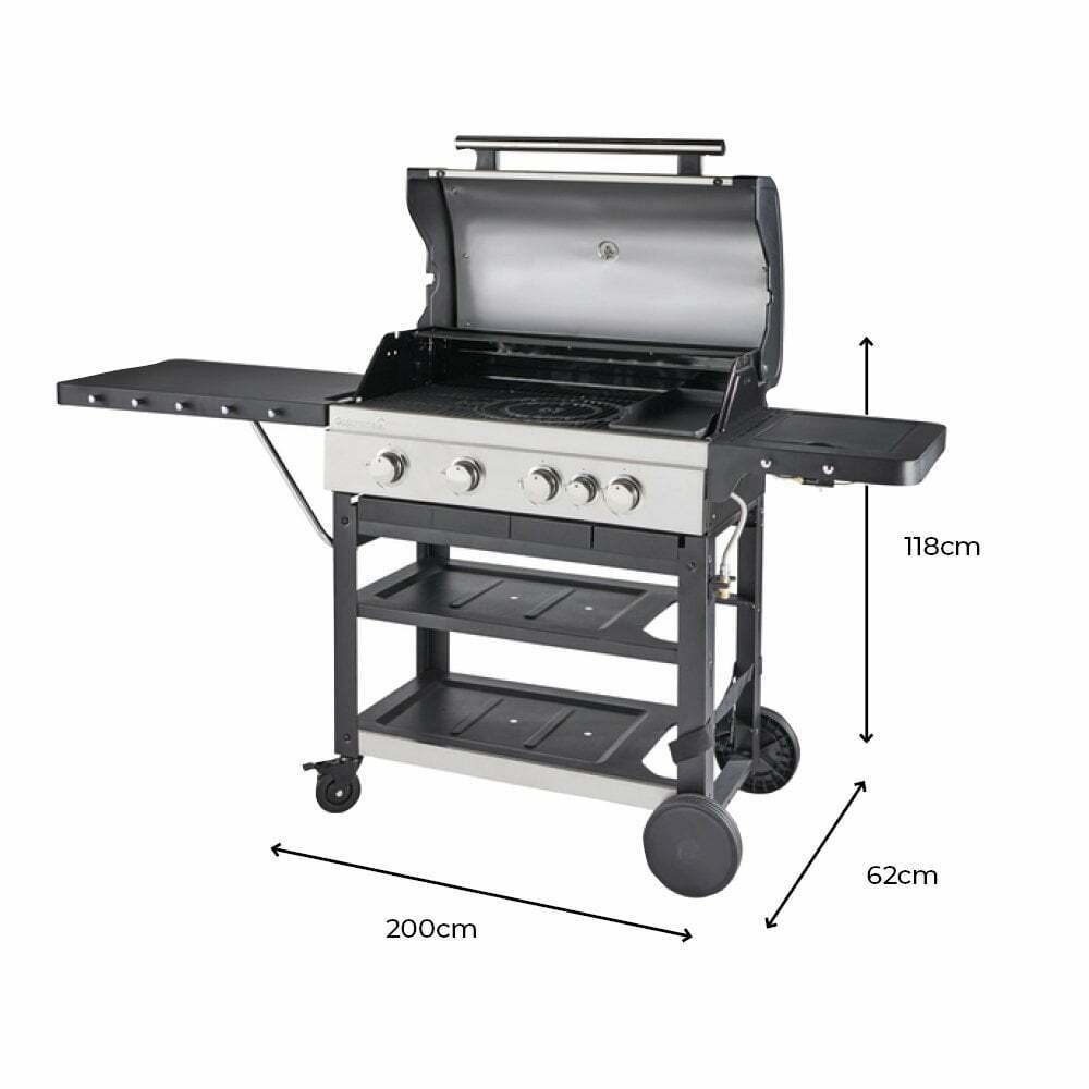 GoodHome Owsley 4.1 Black 4 burner Gas Barbecue +1 Side Burner Outdoor Grill Cosmetic Mark 1010