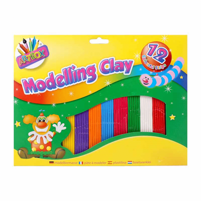 12 Neon Colours Strip Childrens Modelling Clay Plasticine Kids Party Bag Filler-1033