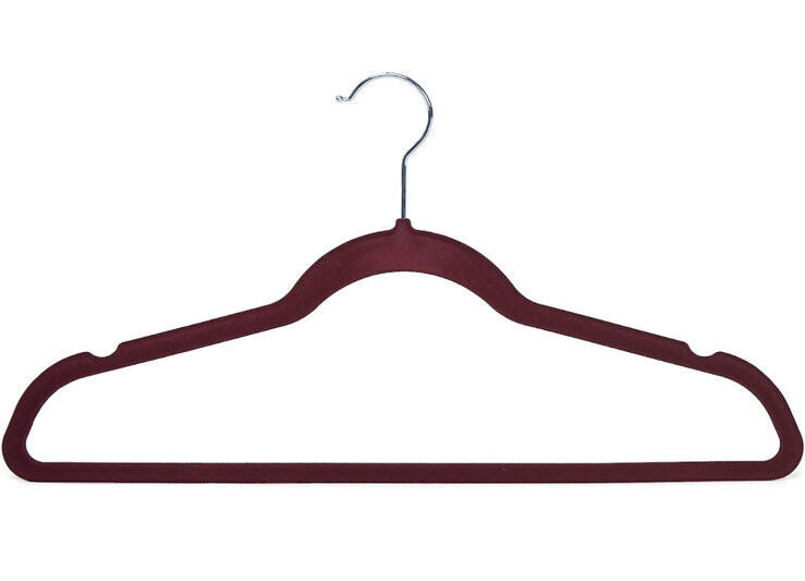 30  Basics Slim, Velvet Non-Slip Suit Clothes Hangers, Burgundy/Silver (N) 3009