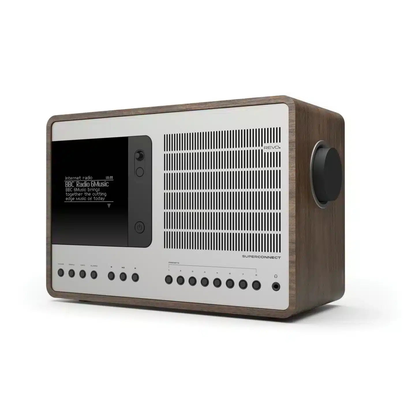 REVO SuperConnect DAB+ FM Digital Radio with Bluetooth Walnut & Silver 1427