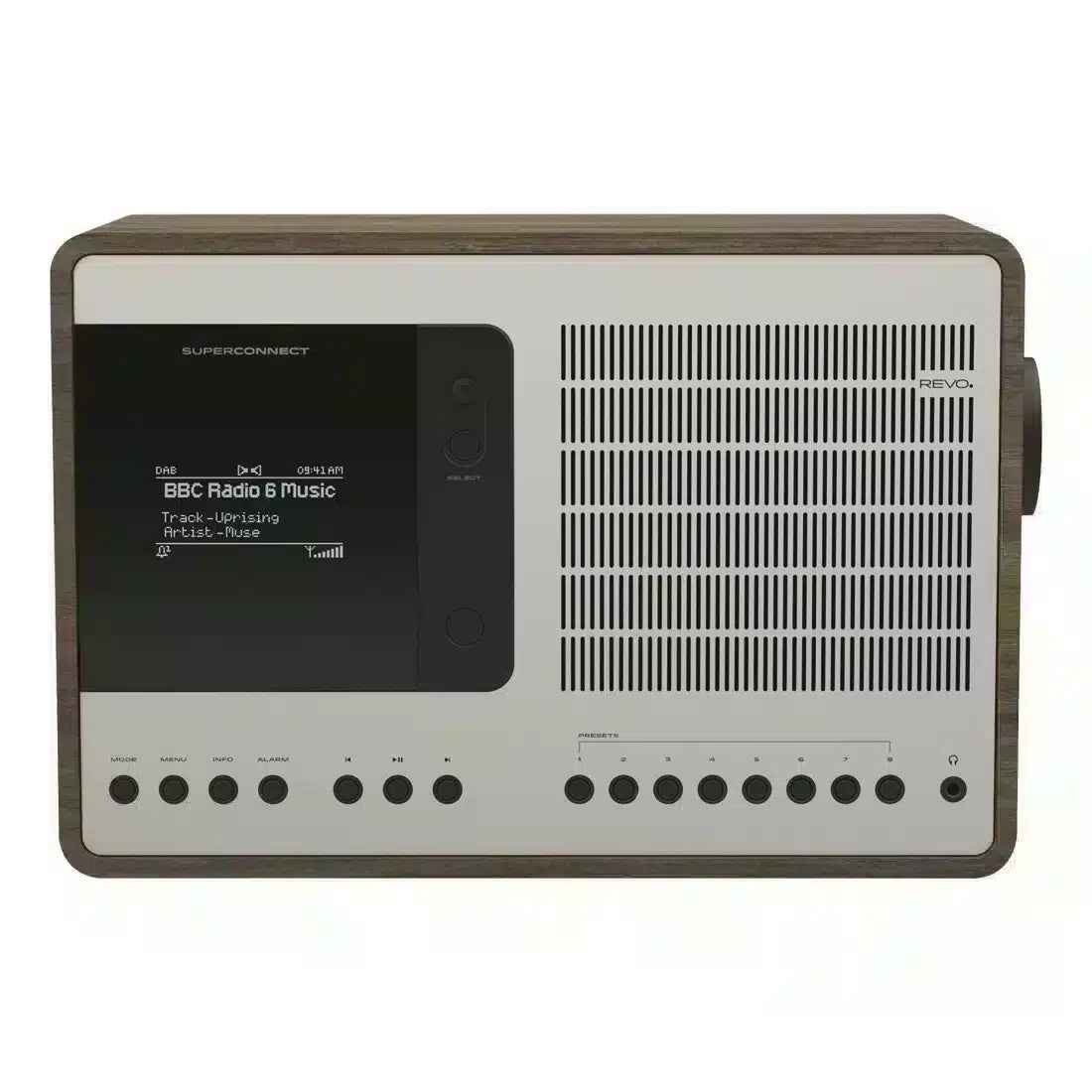 REVO SuperConnect DAB+ FM Digital Radio with Bluetooth Walnut & Silver 1427
