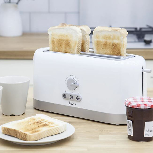 Swan 4 Slice Toaster, White-ST10091N- 4066U