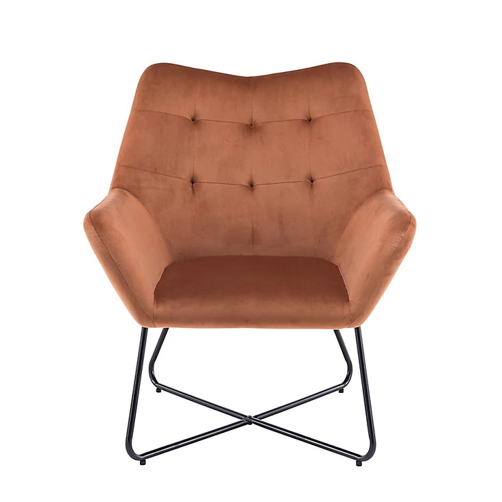 Turio Burnt orange Velvet effect Chair 