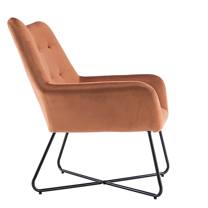 Turio Burnt orange Velvet effect Chair (H)865mm (W)750mm (D)800mm-5943