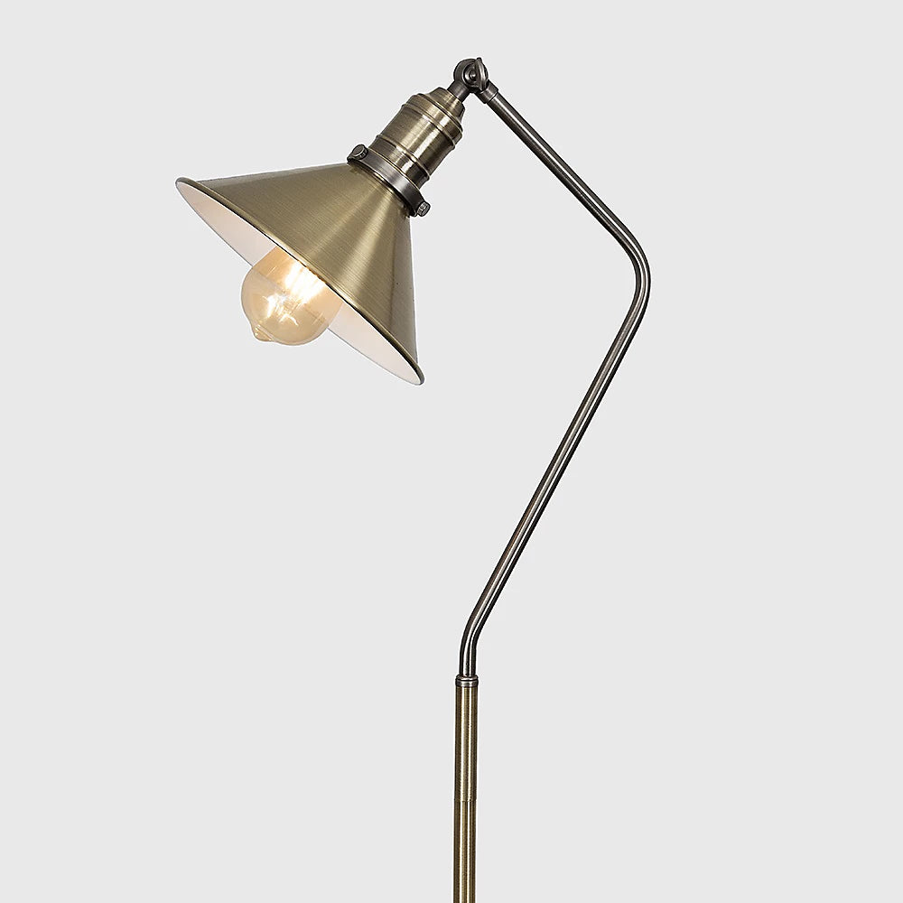 ValueLights Retro Style Antique Brass And Pewter Metal Adjustable Reading Craft Floor Lamp 2962