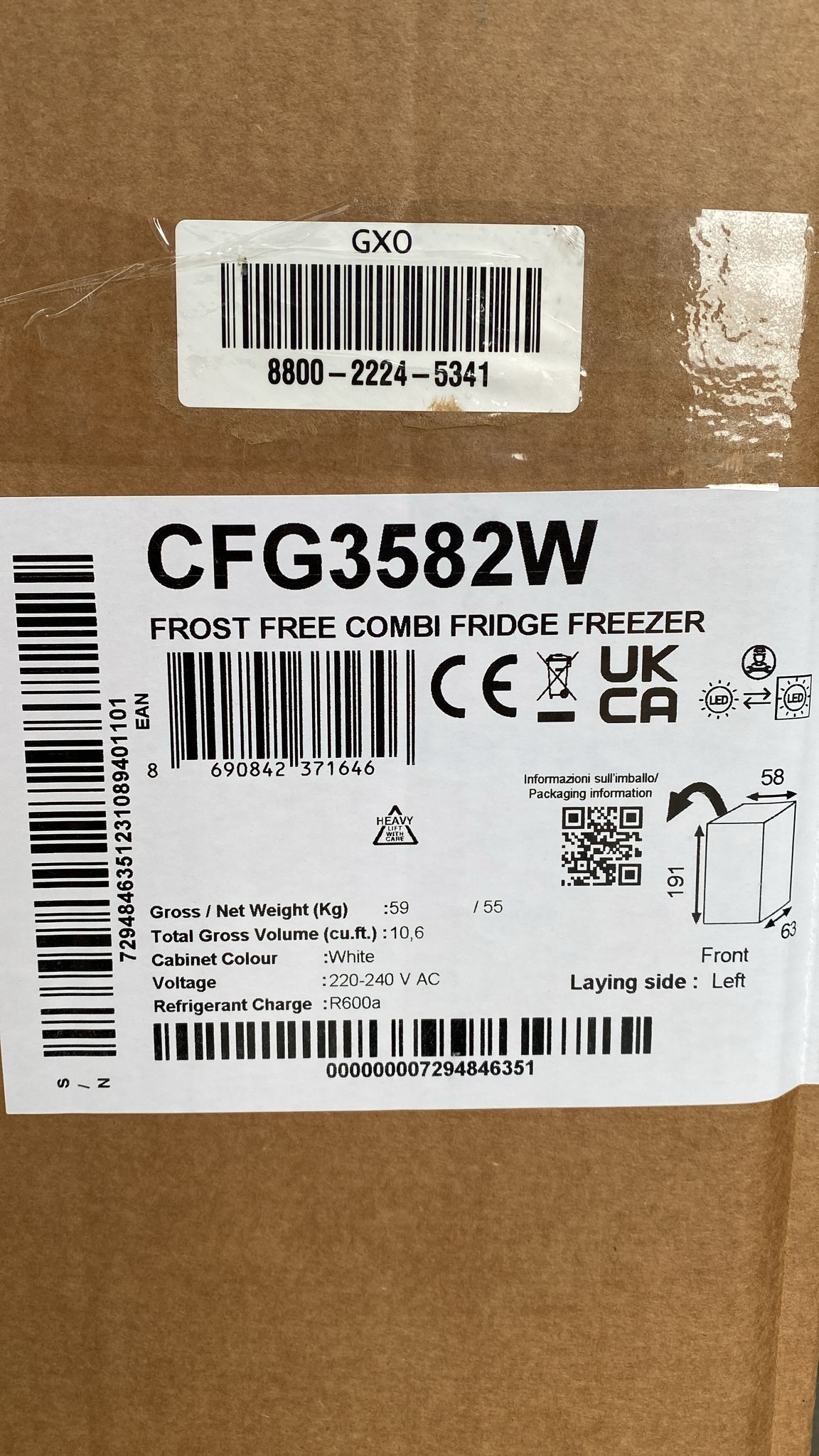 Beko CFG3582W 50:50 Freestanding Frost free Fridge freezer -5341