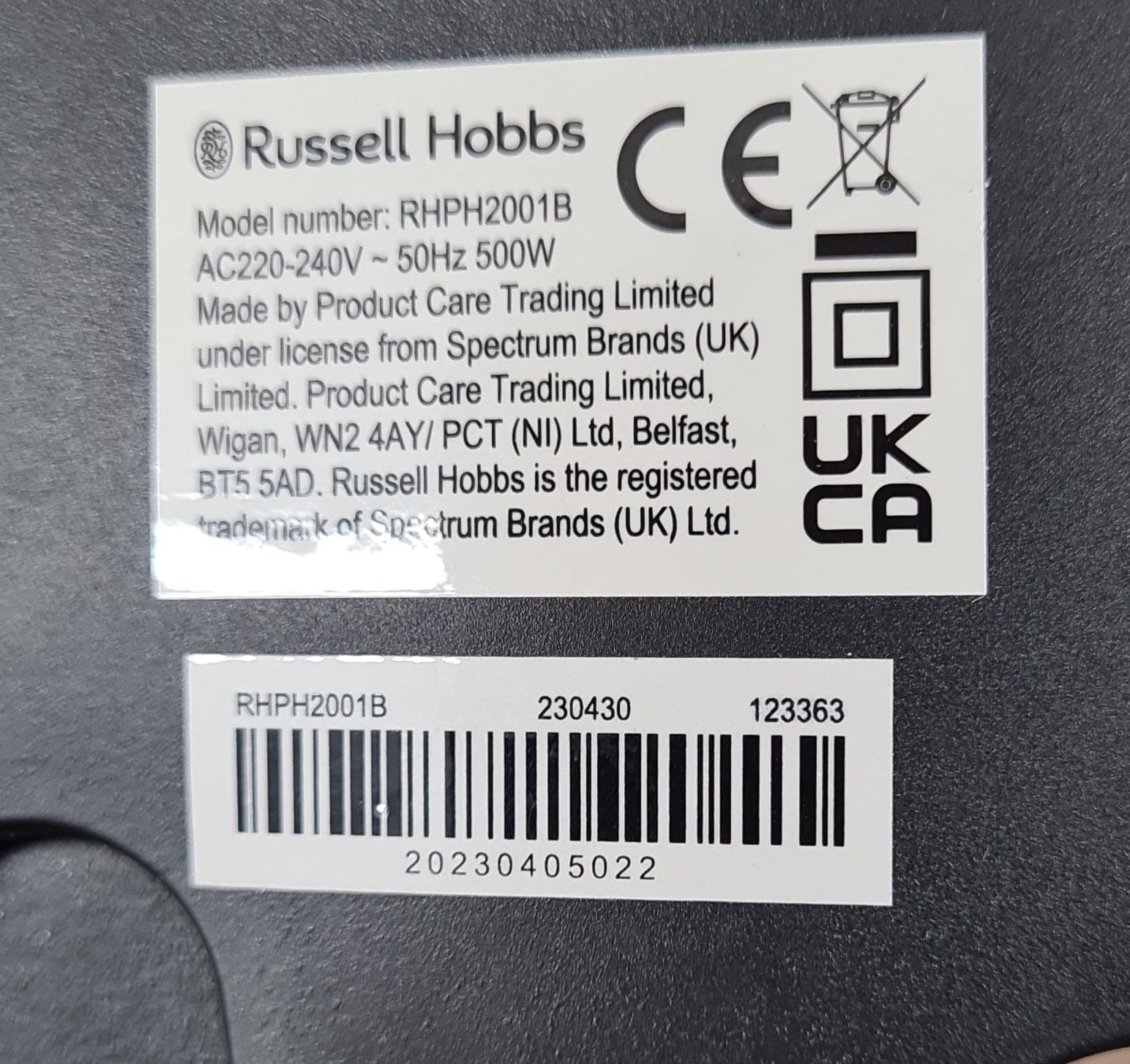 Russell Hobbs 500W Ceramic Plug Heater- 7548U